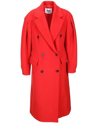 MSGM Double Breasted Coat - Red