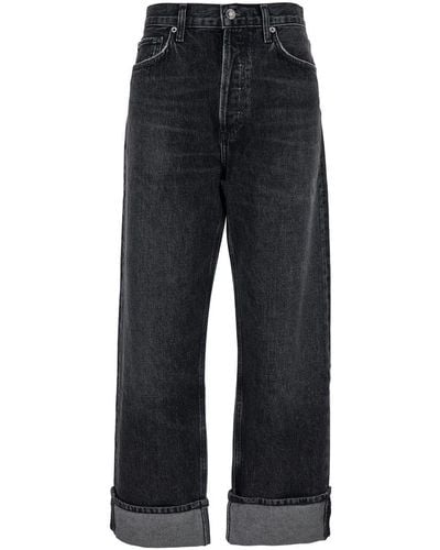Agolde Fran Bootcut Jeans With Cuffs - Black