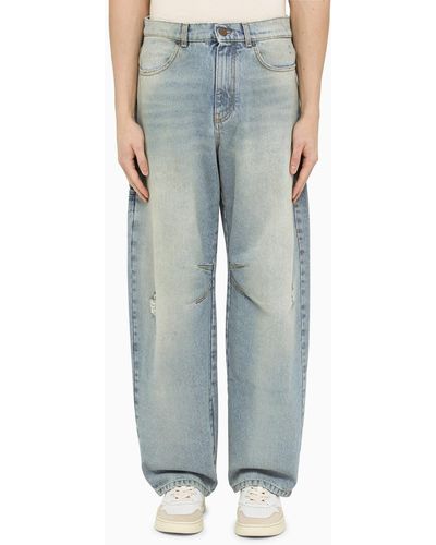 Palm Angels Light Blue Washed Baggy Jeans
