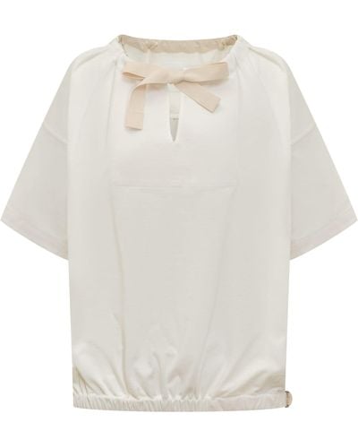 Jil Sander T-Shirt With Bow - White