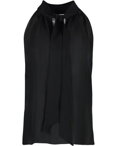 Moschino Silk Blouse With Bow - Black