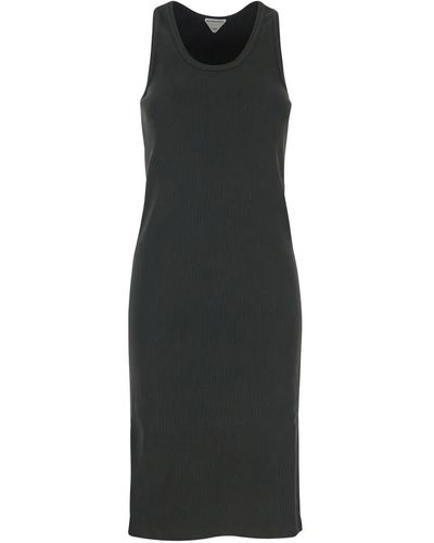Bottega Veneta Strech Rib Cotton Dress - Black