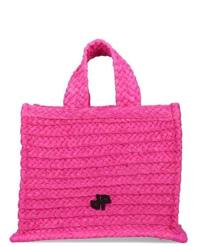 Patou Raffia Mini Tote Bag - Pink