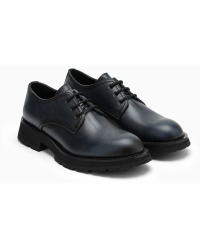 Alexander McQueen Smooth Anthracite Leather Lace-Ups - Black
