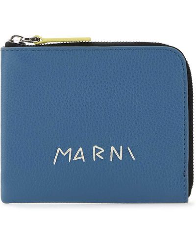 Marni Slate Leather Wallet - Blue