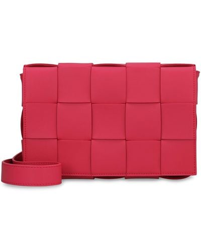 Bottega Veneta Cassette Leather Crossbody Bag - Red