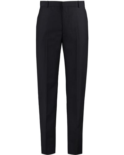 Alexander McQueen Wool Blend Tailored Pants - Blue