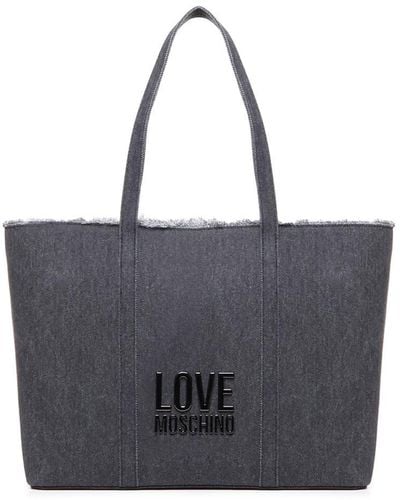 Moschino Denim Icon Cotton Shopper Bag - Blue