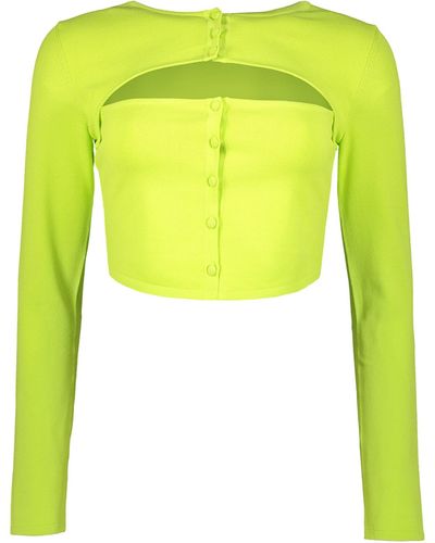 DSquared² Long Sleeve Crop Top - Yellow