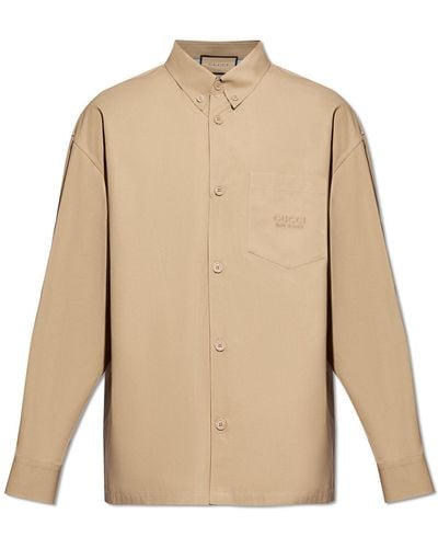 Gucci Cotton Shirt With Pocket - Natural