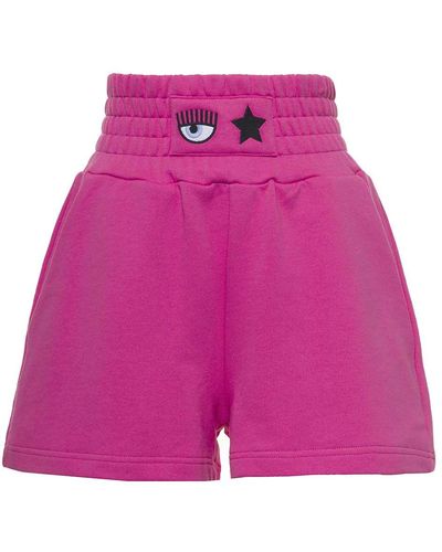 Chiara Ferragni Eye Star Pink Cotton Shorts