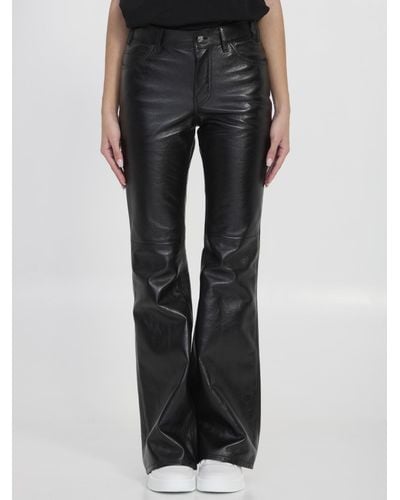 Celine Leather Trousers - Black