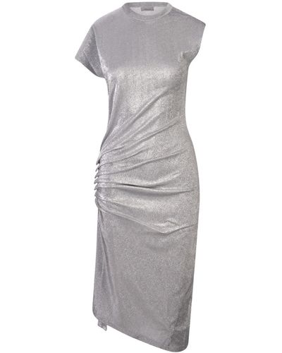 Rabanne Draped Lurex Midi Dress - Grey