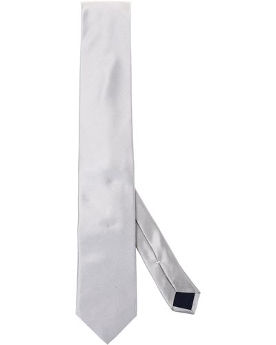 Corneliani Pearl Gray Silk Tie - White