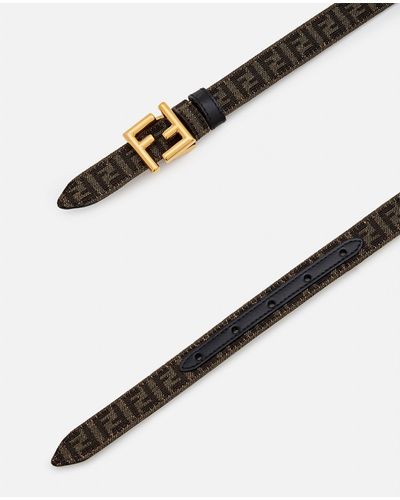 Fendi Leather Ff Reversible Belt - Natural