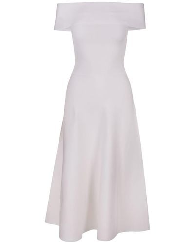 Fabiana Filippi Knitted Dress With Off-Shoulders - White