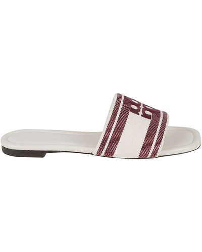 Tory Burch Double T Jacquard Sliders - Pink