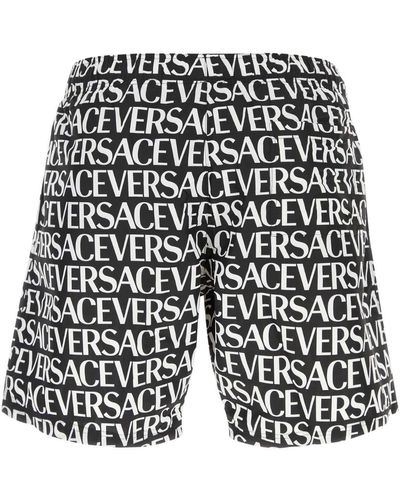 Versace Printed Polyester Swimming Shorts - White