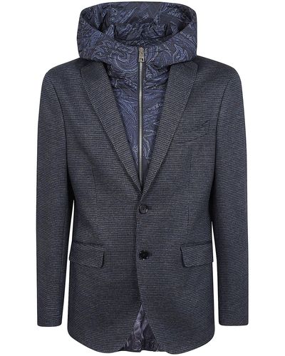 Etro Jacket Roma W Quilted Hood - Blue
