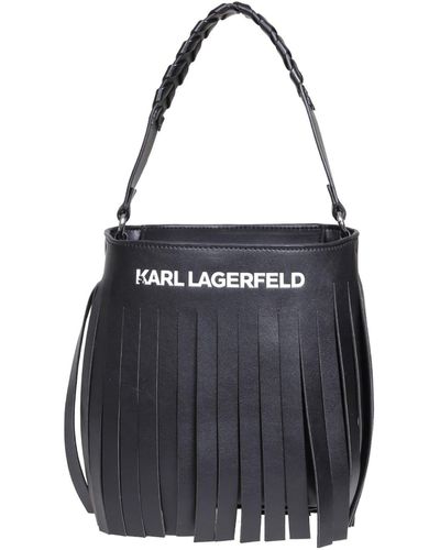 Karl Lagerfeld Mini Hobo K / Fringe Bag Color - Black