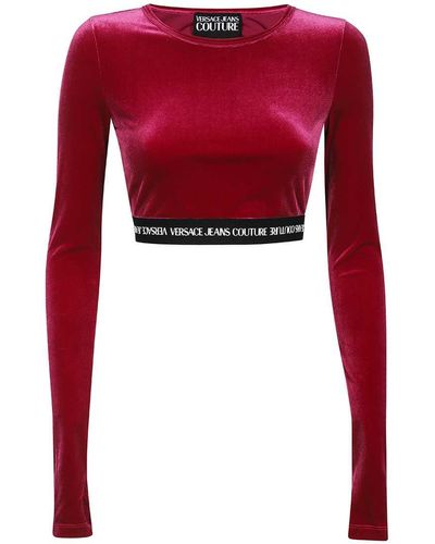 Versace Long Sleeve Crop Top - Red