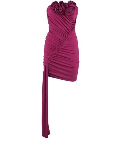 Magda Butrym Strapless Jersey Sash Mini Dress - Purple