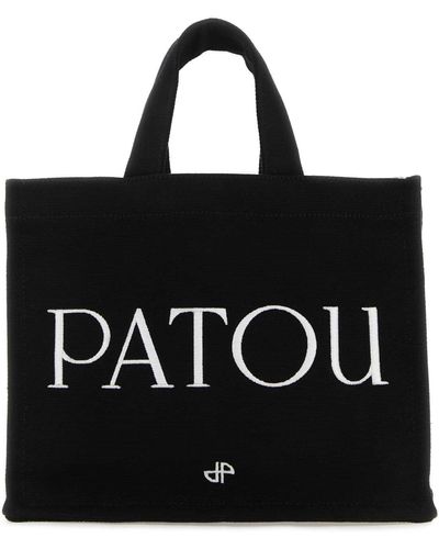 Patou Canvas Small Tote Shopping Bag - Black