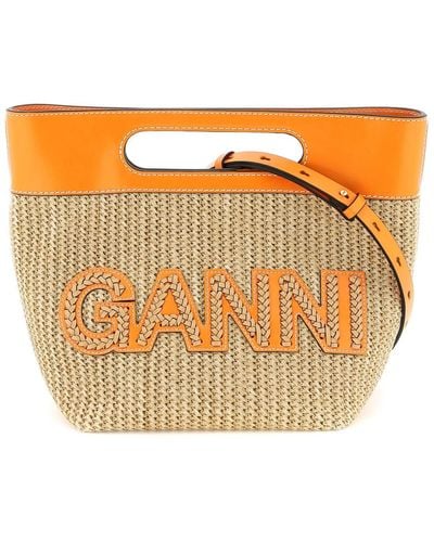 Ganni Raffia Handbag - Orange