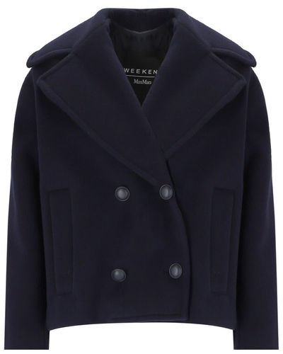 Weekend by Maxmara Autore Blue Double-breasted Short Jacket
