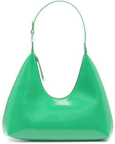 BY FAR Amber Green Glossy Leather Shoulder Bag