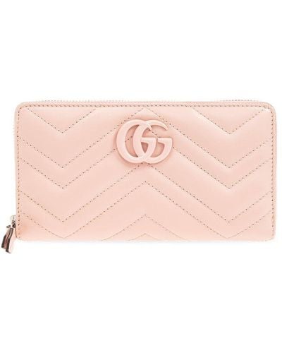 Gucci GG Marmont Quilted Zip-around Wallet - Pink