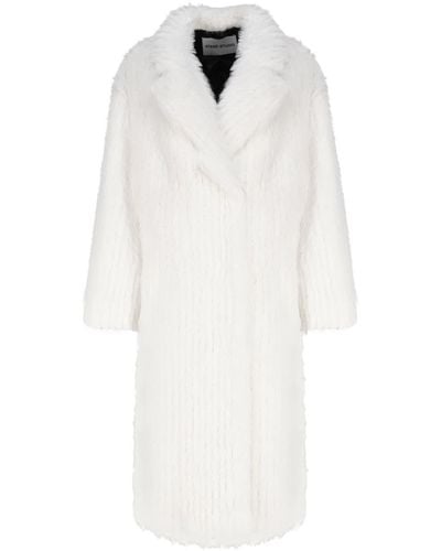 Stand Studio Genevieve Double-Breasted Faux Fur Coat - White
