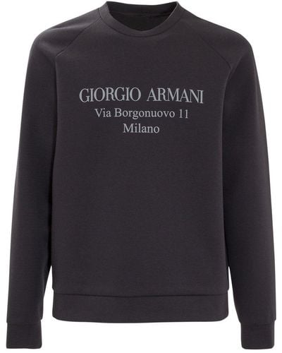 Giorgio Armani Logo Print Crewneck Sweatshirt - Blue