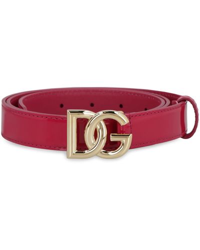 Dolce & Gabbana Dg Buckle Patent Leather Belt - Red