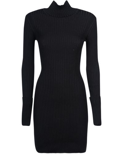 Rabanne Turtleneck Longsleeved Knit Dress - Black