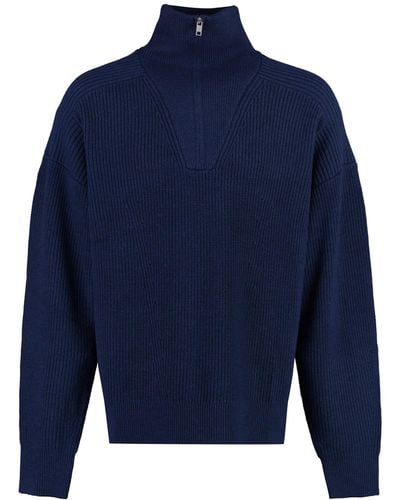 Isabel Marant Benny Turtleneck Wool Pullover - Blue