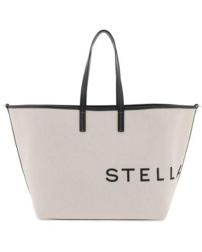 Stella McCartney Tella Mccartney Canvas Tote Bag With Logo - Multicolour