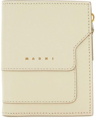 Marni Ivory Leather Wallet - Natural