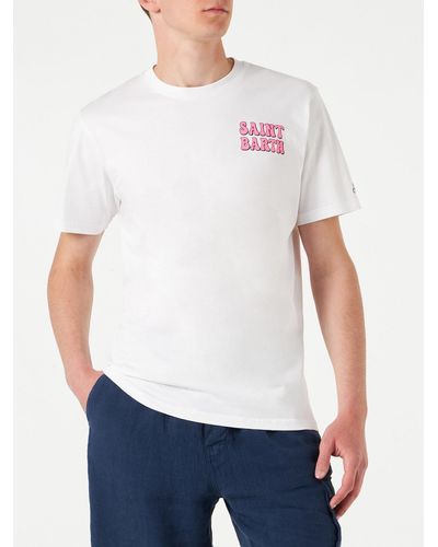 Mc2 Saint Barth Cotton T-Shirt With St. Barth Island Print - White