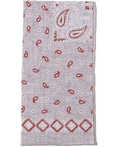Eleventy Cotton Scarf In Paisley Print - Pink