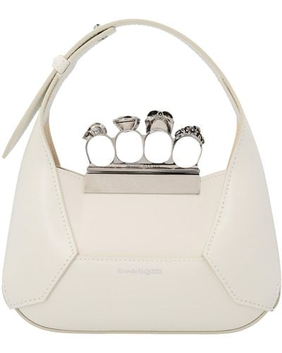 Alexander McQueen Hobo Mini Jeweled Handbag - Natural