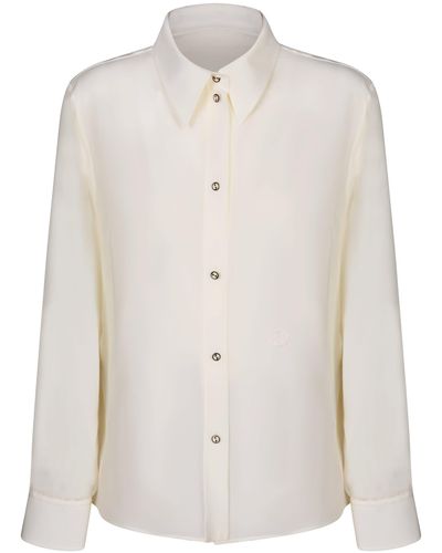 Gucci Ivory Crepe De Chine Shirt - White