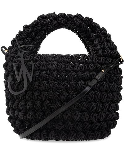 JW Anderson Leather Popcorn Basket - Black