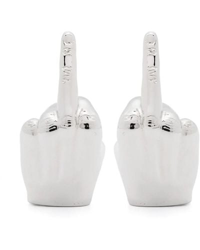Y. Project Mini Fuck You Earrings Pair Accessories - White