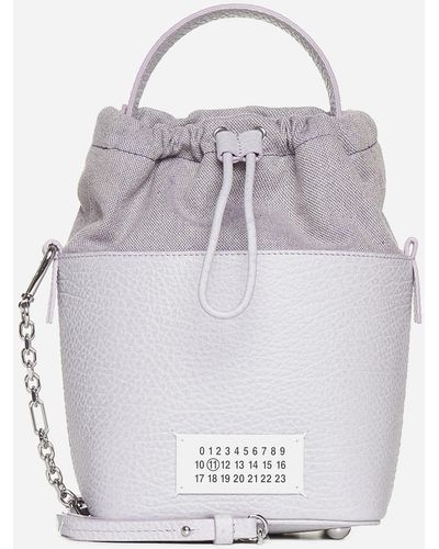 Maison Margiela 5ac Leather Small Bucket Bag - Gray
