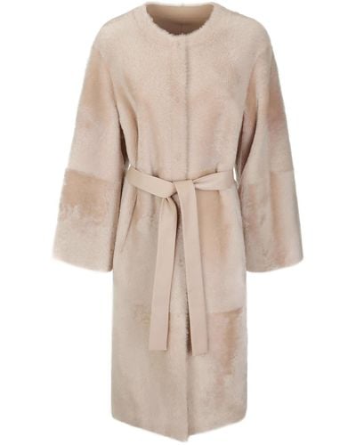 DESA NINETEENSEVENTYTWO Reversible Shearling Coat - Natural