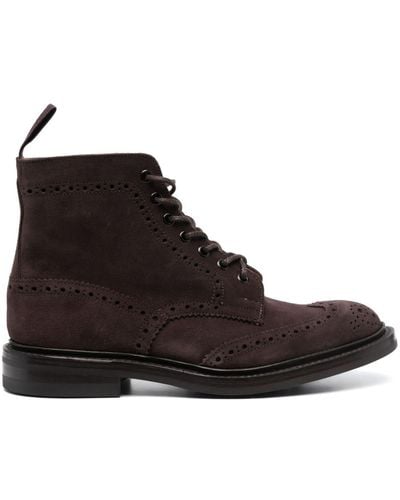 Tricker's Lace-up Suede Ankle Boots - Black