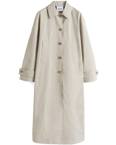 Aspesi Long Trench Coat With Buttons - White