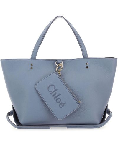 Chloé Sense Small East West Leather Tote - Blue