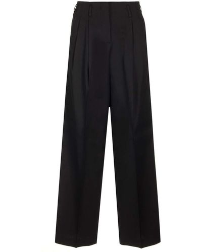 Golden Goose Wool Gabardine Wide Leg Pants - Blue